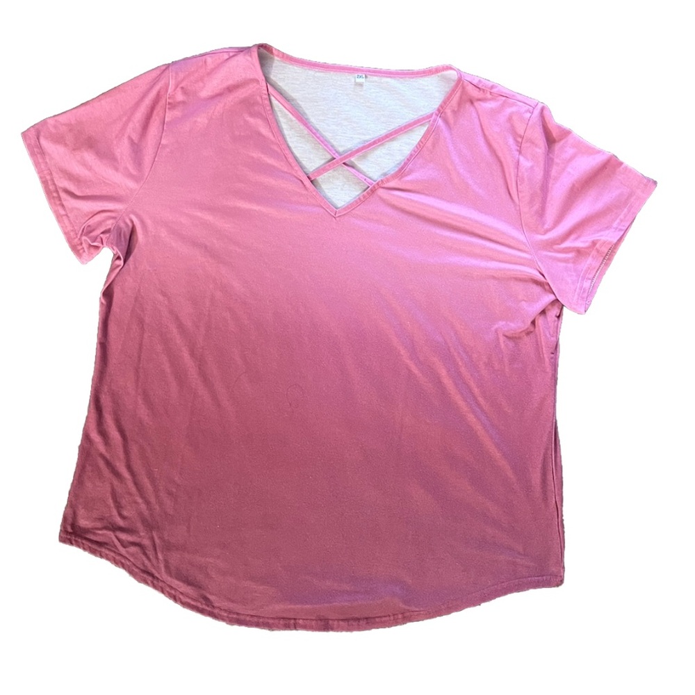 Women’s short sleeve tunic. Pink ombré 2X